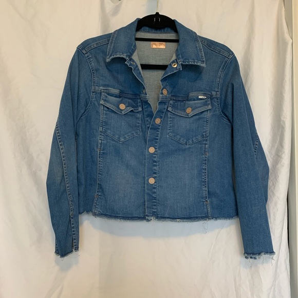 SOLD MOTHER Denim Straight A Fray Jean Jacket in Chill - Picture 2 of 8